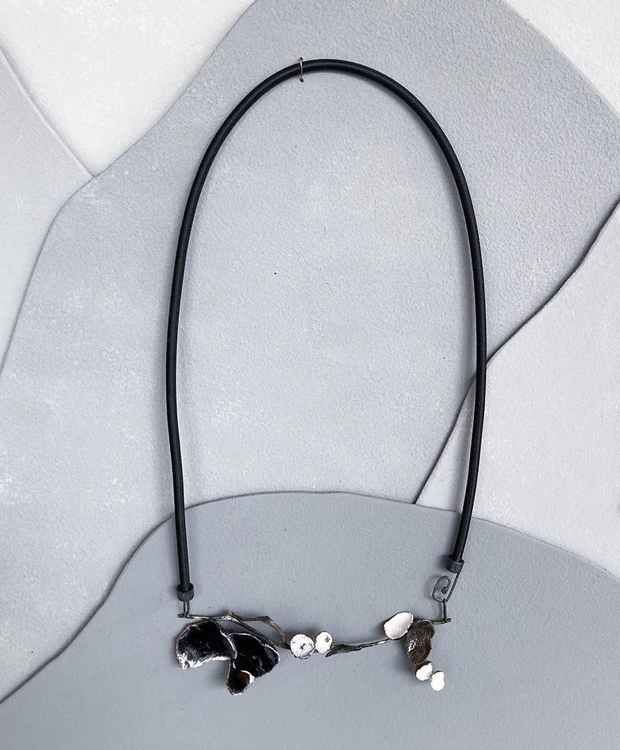 LOIS HAYES | ‘Shifting Contours - Necklace 1’ | 2025 | Enamel / recycled copper/ sterling silver/ nylon cord