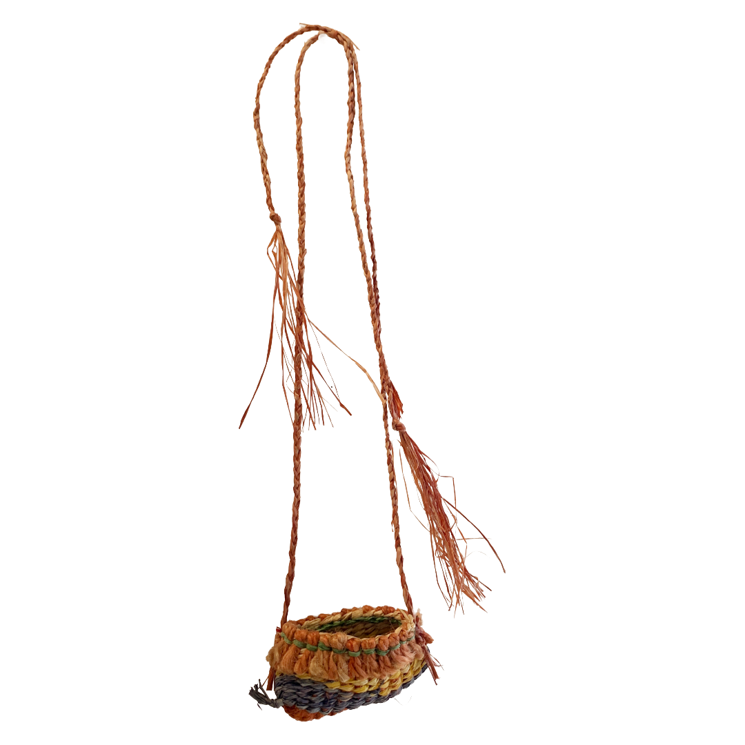 PAULA SAVAGE - Moa Island | 'Migi Bag #174' - Orange, Blue + Yellow | Woven rafia + jute | 2026