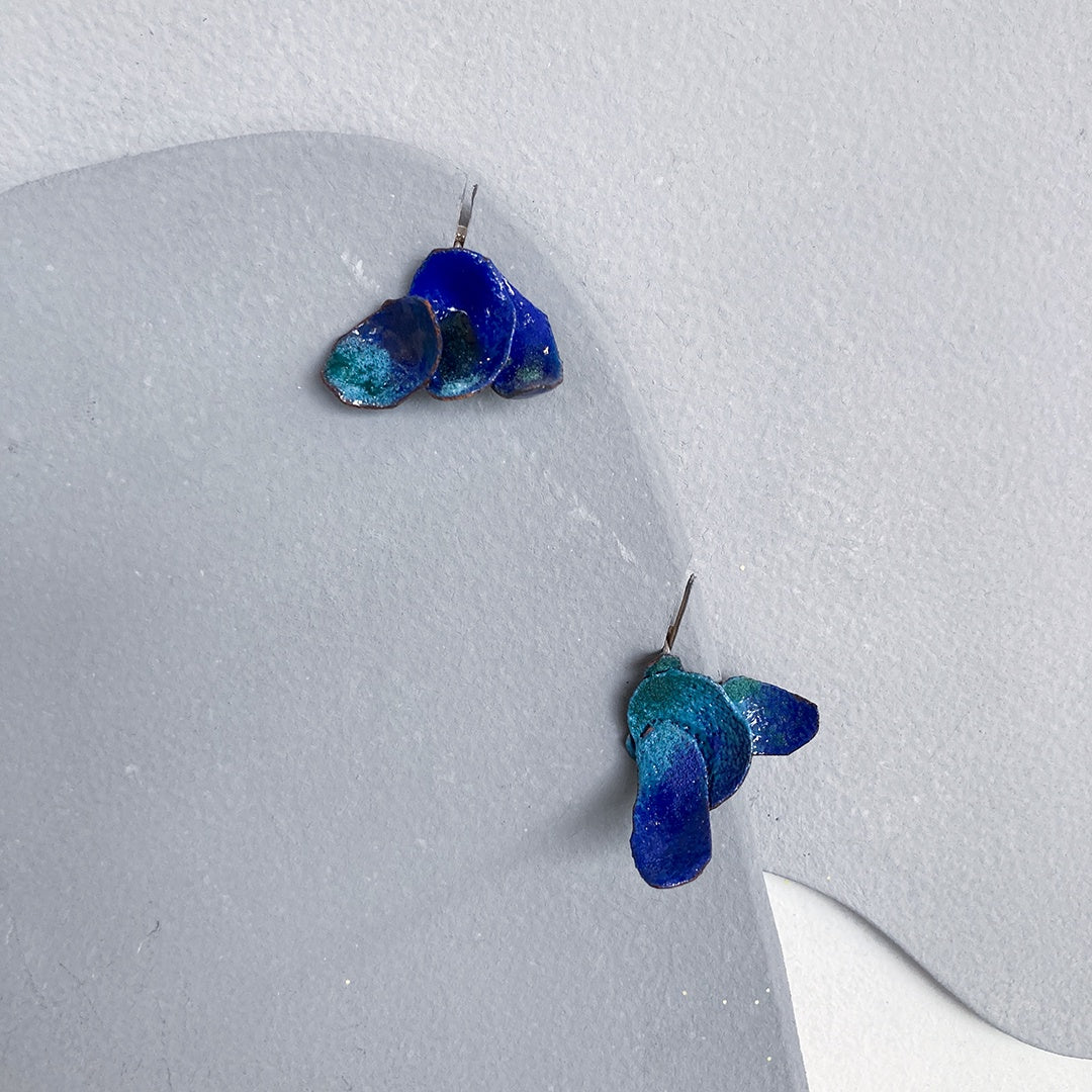 LOIS HAYES | ‘Shifting Contours - Earrings 1’ | 2025 | Enamel / recycled copper/ sterling silver