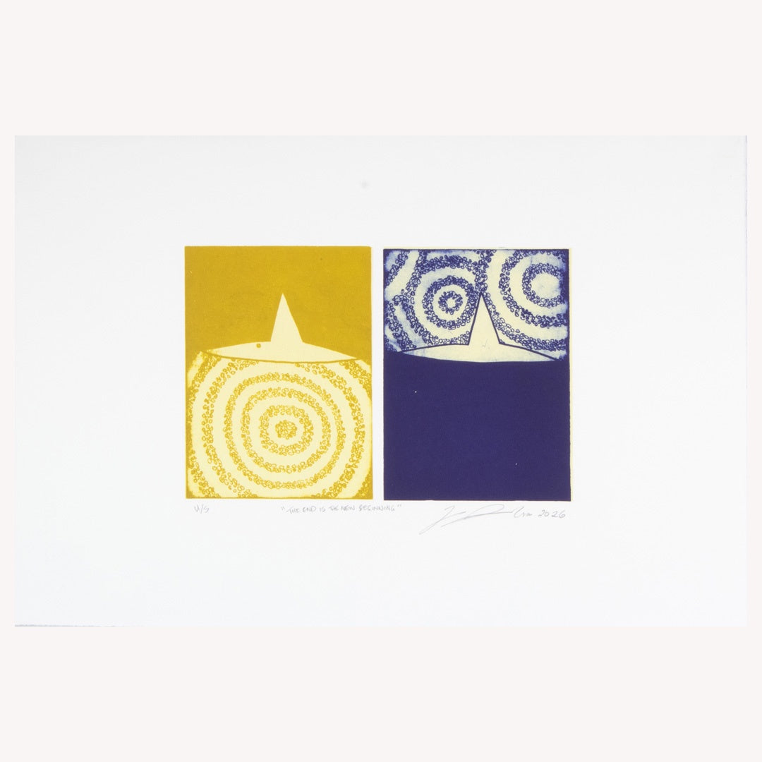ZANE SAUNDERS | 'The End Is The New Beginning (yellow/blue)' | 2026 | Plate lithograph | H 194 x W 297 mm