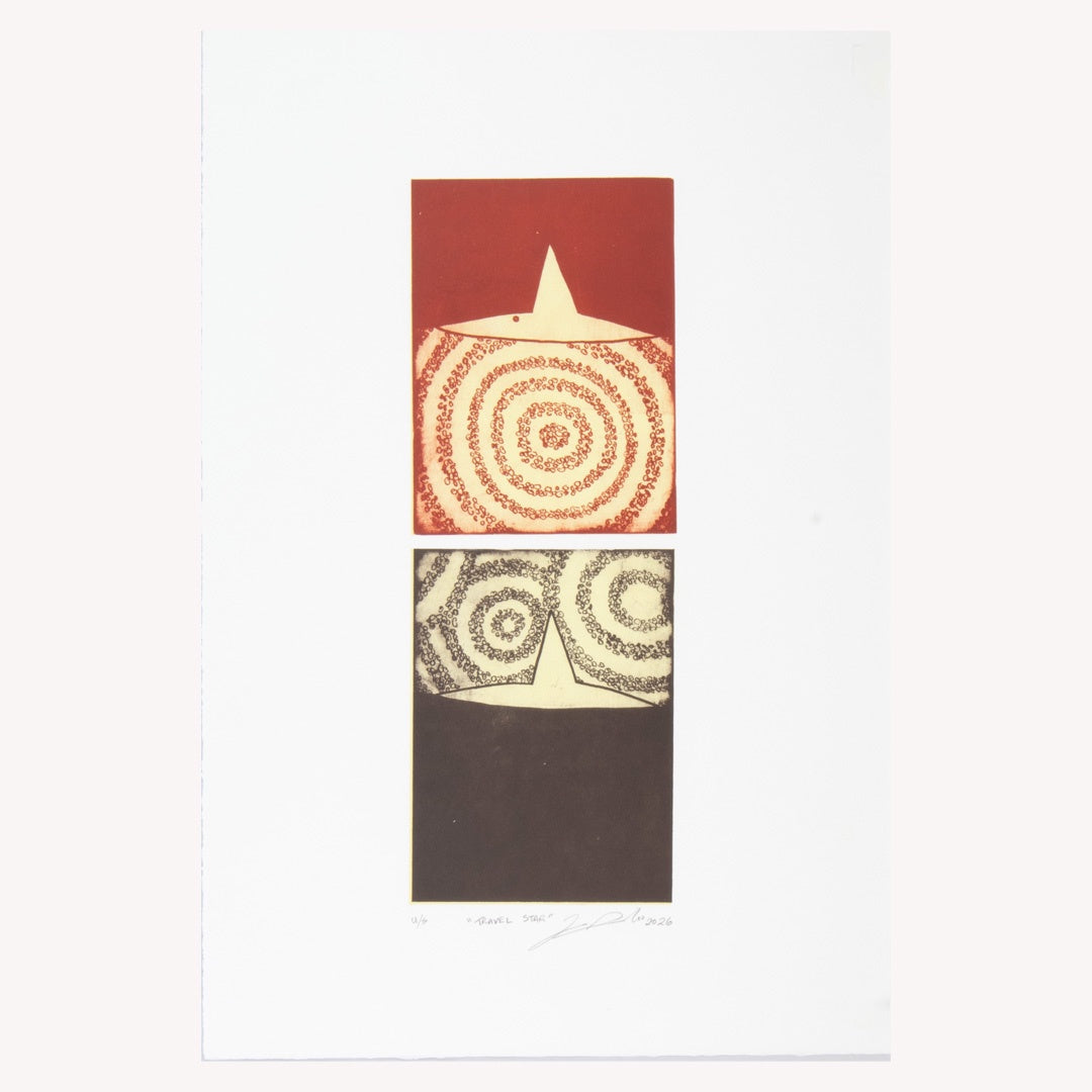 ZANE SAUNDERS | 'Travel Star (red/black)' | 2026 | Plate lithograph | H 396 x W 145 mm