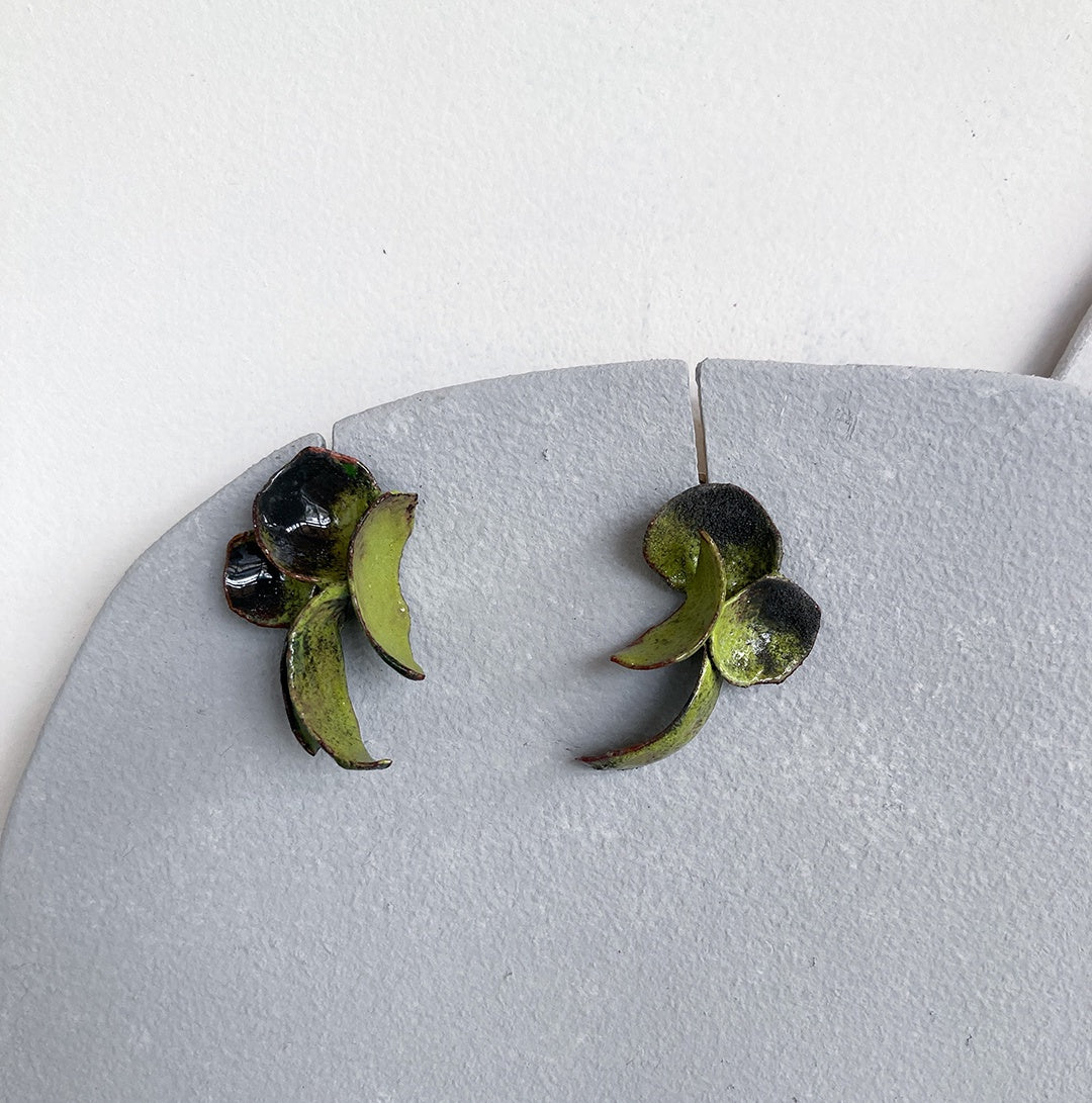 LOIS HAYES | ‘Shifting Contours - Earrings 3’ | 2025 | Enamel / recycled copper/ sterling silver
