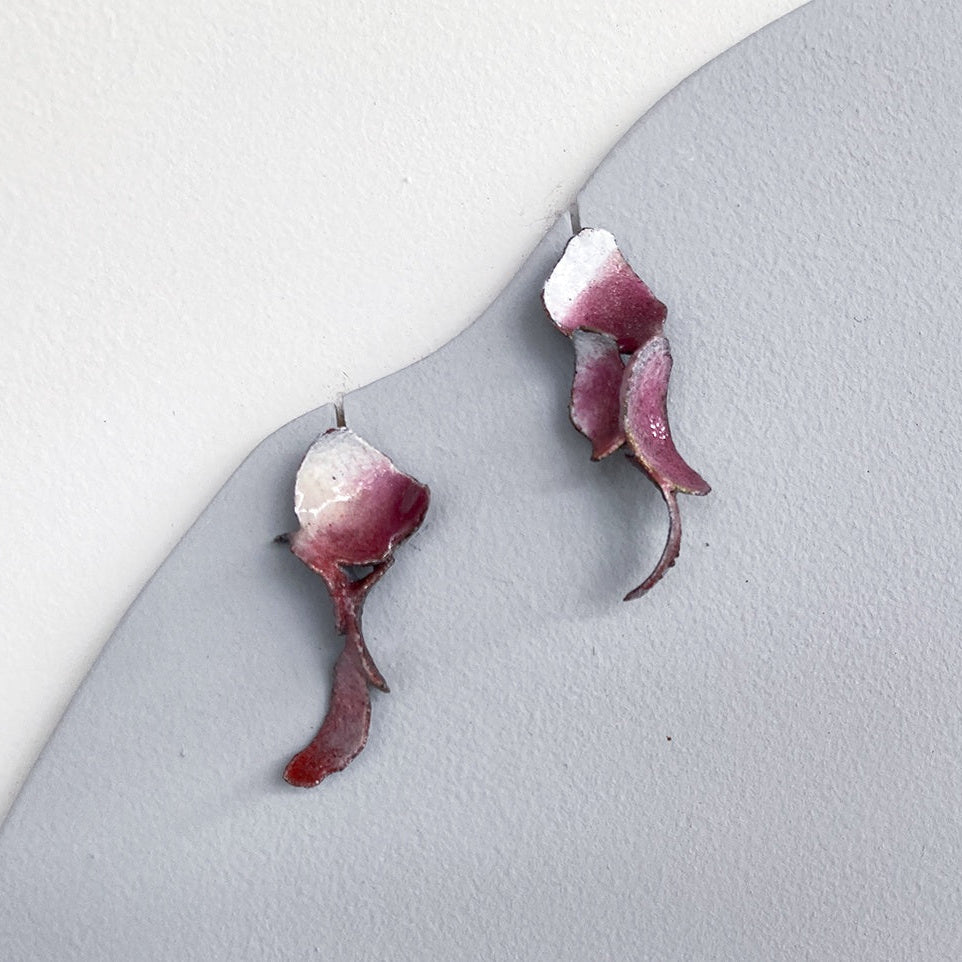 LOIS HAYES | ‘Shifting Contours - Earrings 4’ | 2025 | Enamel / recycled copper/ sterling silver |Studs