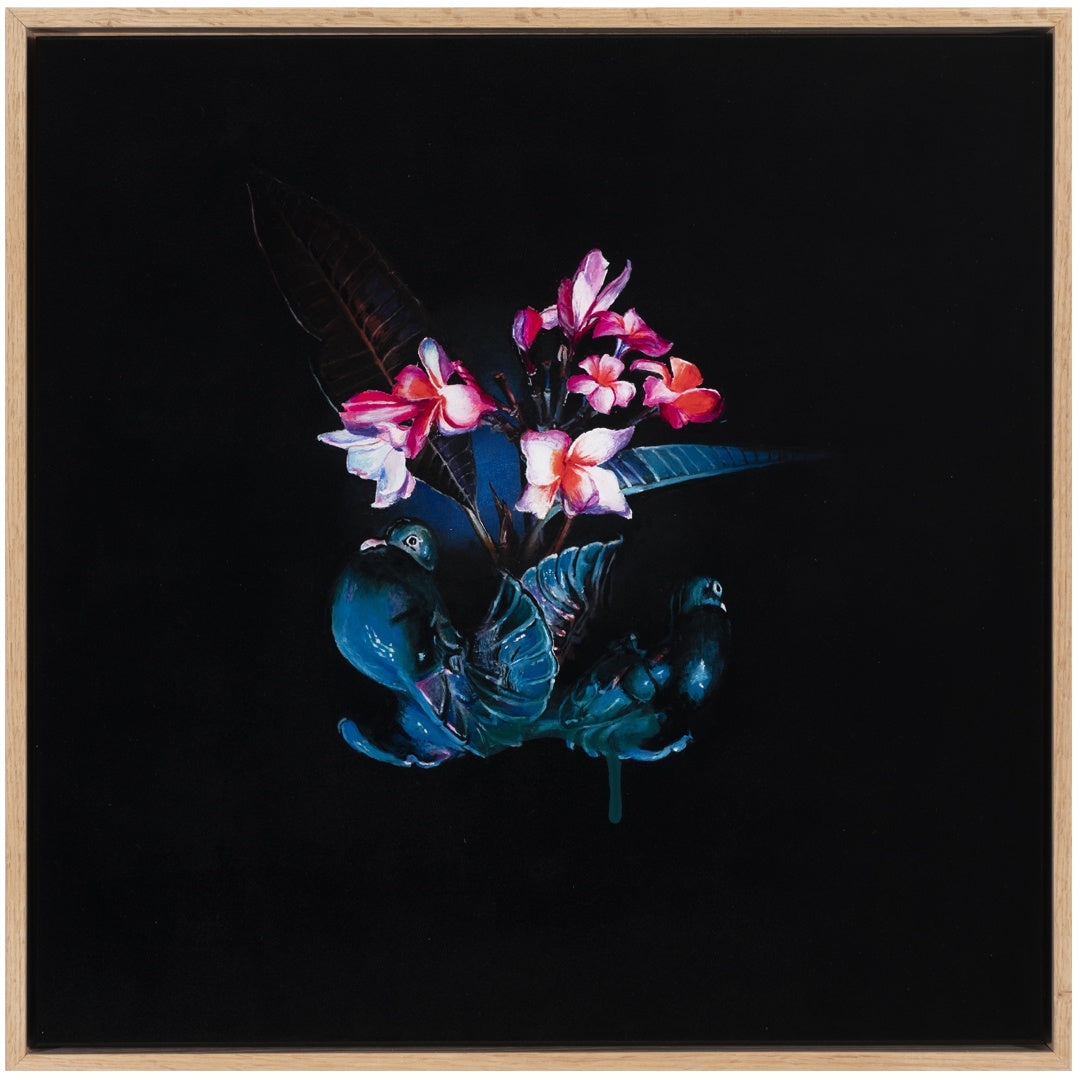 HANNAH MURRAY | 'Two little emerald doves sitting in a tree' | 2025 | acrylic on board | H 530 x W 530 mm