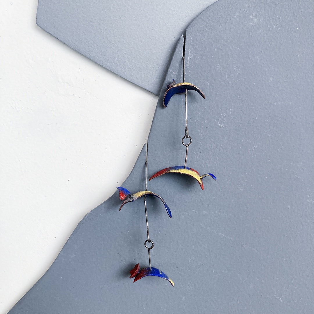 LOIS HAYES | ‘Shifting Contours - Earrings 8’ | 2025 | Enamel / recycled copper/ sterling silver