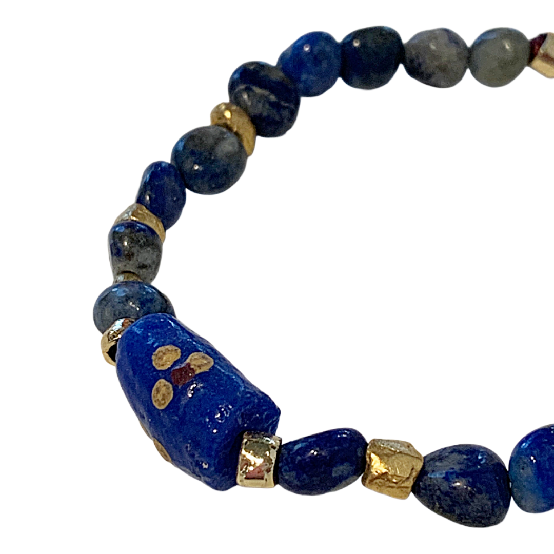 ARTIZ | 'Lapis Lazuli' Bracelet #1 | Lapis Lazuli | Glass Bead