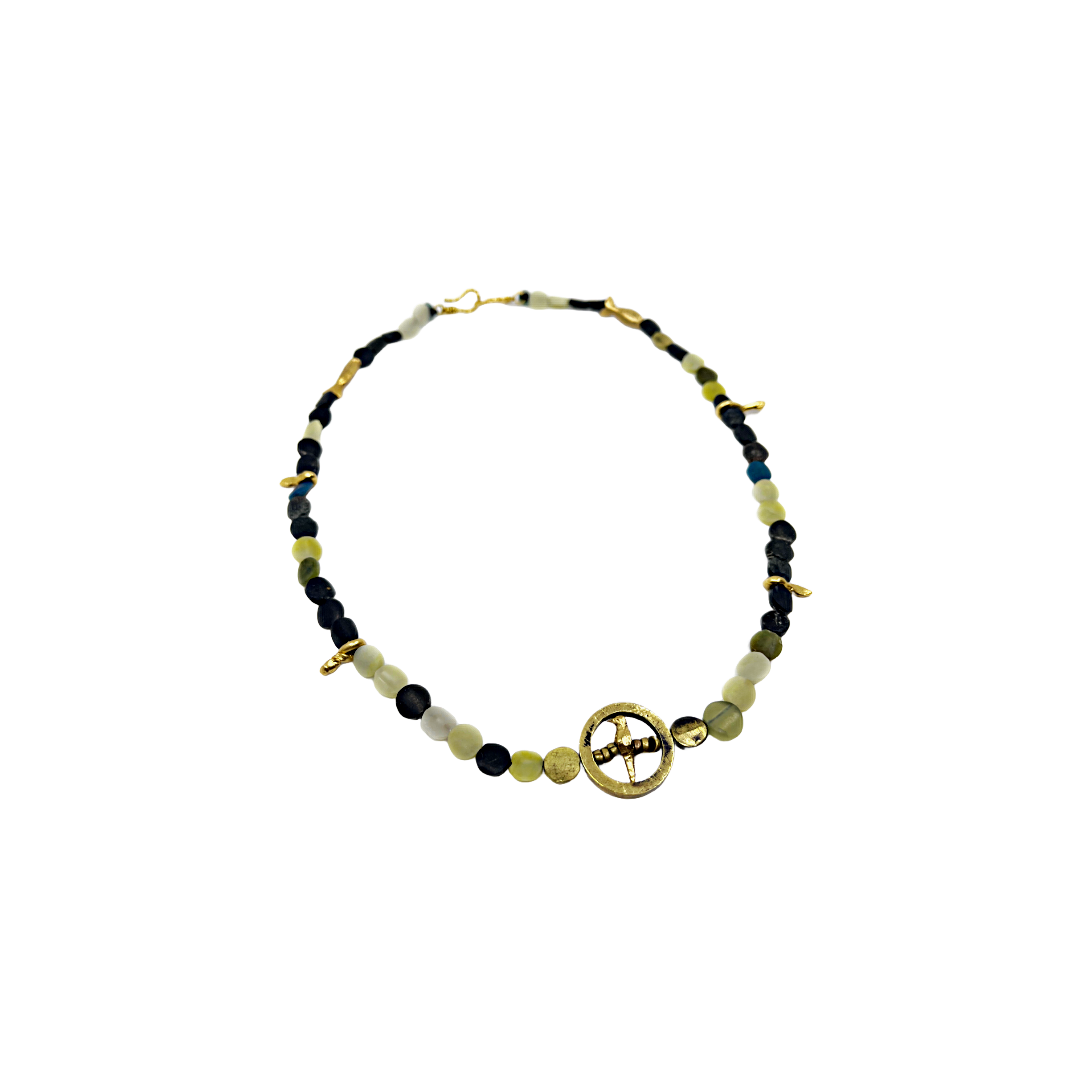 ARTIZ | 'Spring Collection (18)' Necklace | Jade / apatite / bronze gold plated pieces