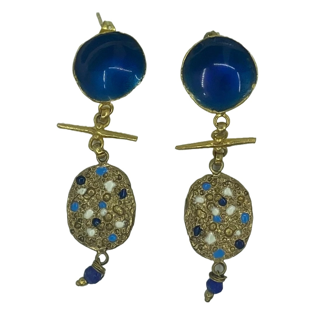 ARTIZ | 'Blue Enamel Earrings' | Lapis Lazuli