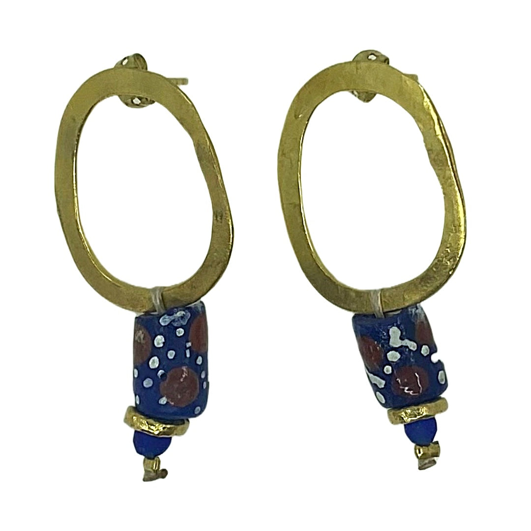 ARTIZ | 'African Glass Bead Earrings' | Gold plated bronze