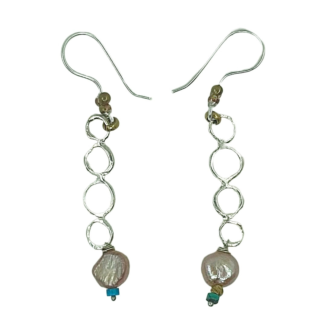 ARTIZ | 'Silver chain Loop Earrings' | Pearls