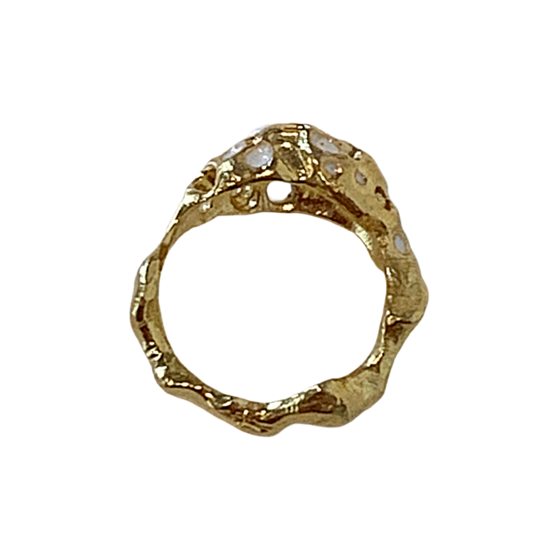ARTIZ | 'Mesh Ring’- White | Bronze + Enamel