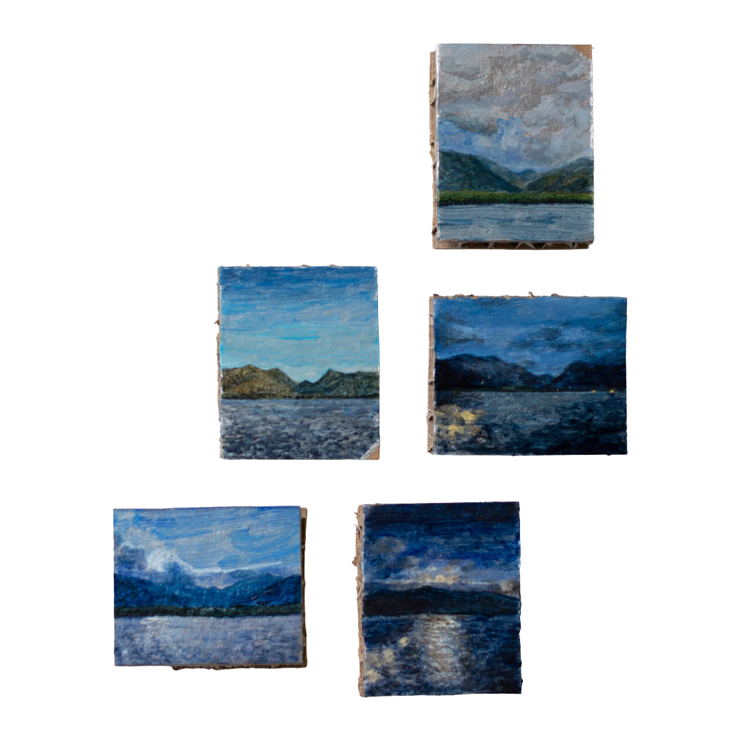 ANNIKA HARDING | ‘Inlet mood (6:55pm 24 November)’ | Acrylic on cardboard
