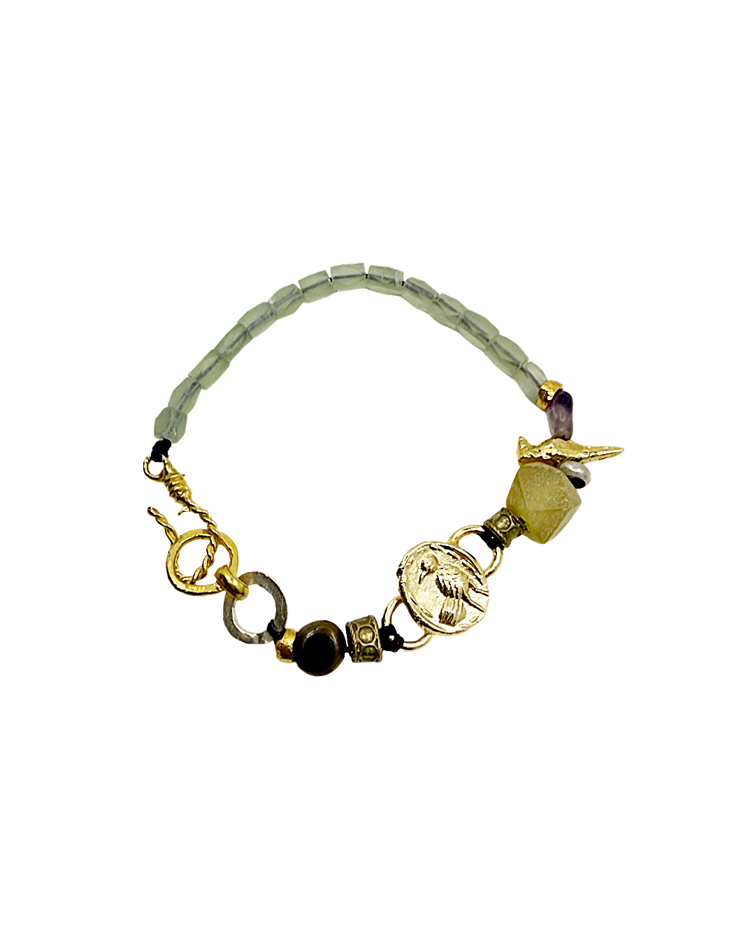 ARTIZ | 'Spring Bracelet’ No.10 | Gold plated bronze / jade