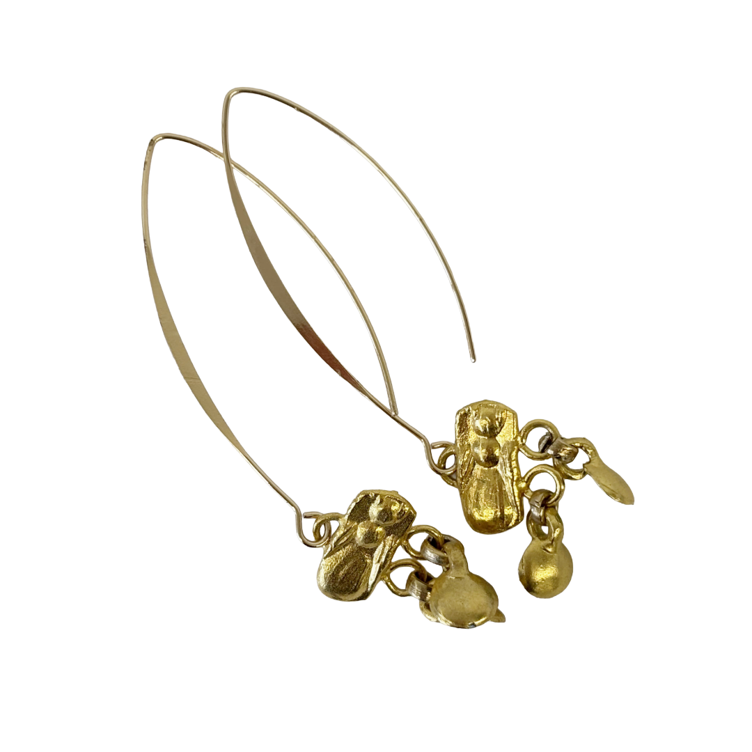 ARTIZ | 'Long Nazar Charm Earrings | evil eye charms | Gold-plated hook/bronze /enamel