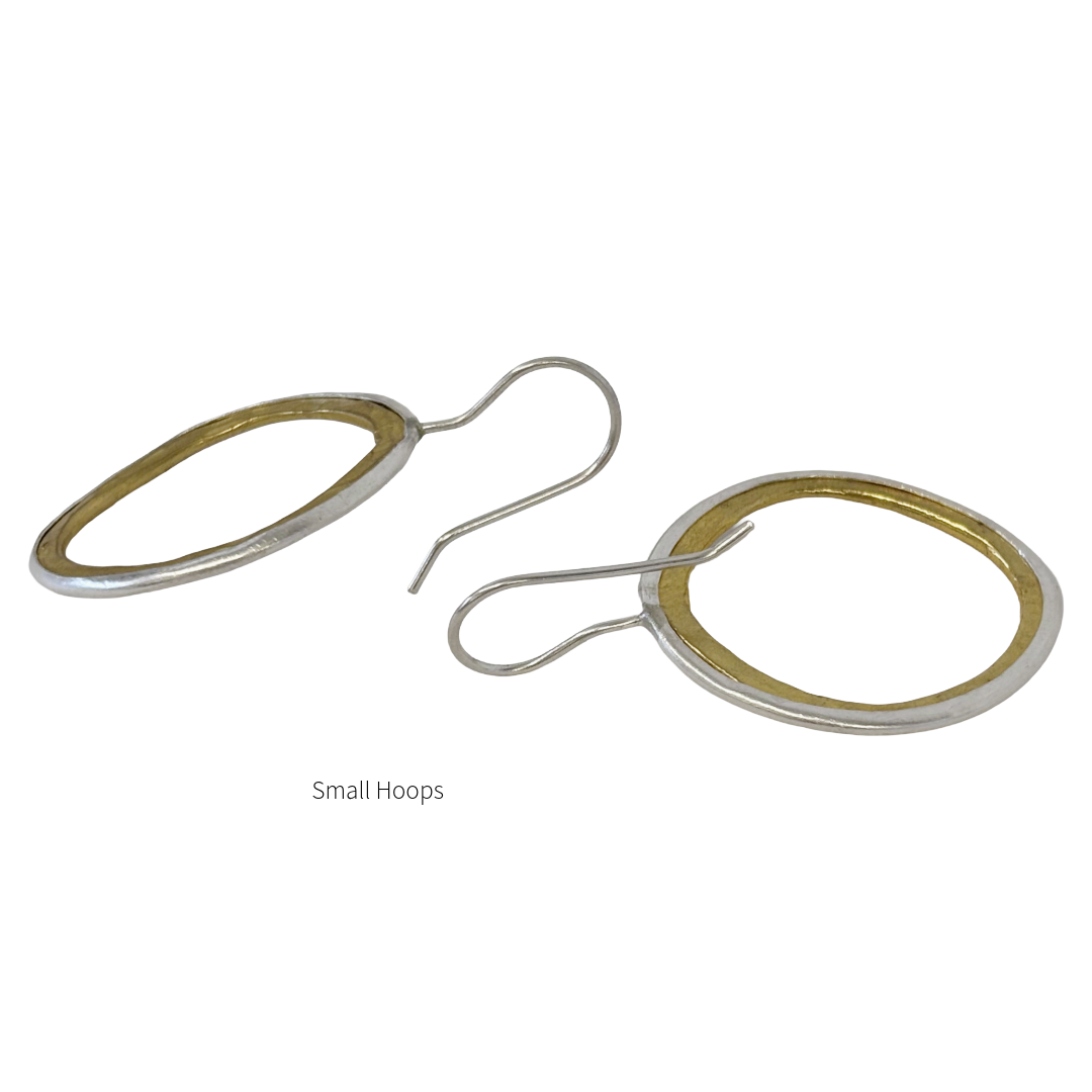 ARTIZ | 'Two Tone Ring Hook Earrings'- Small | Bronze + Silver