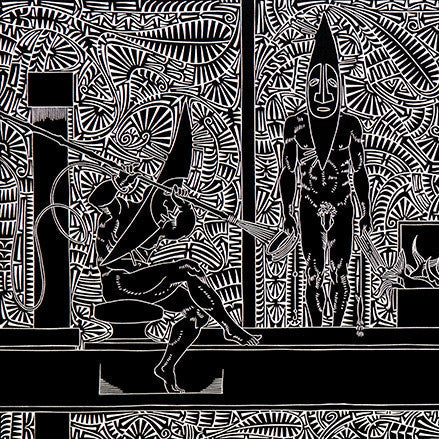 BRIAN ROBINSON | '3 Fishermen and a Lamborghini' | Linocut Print