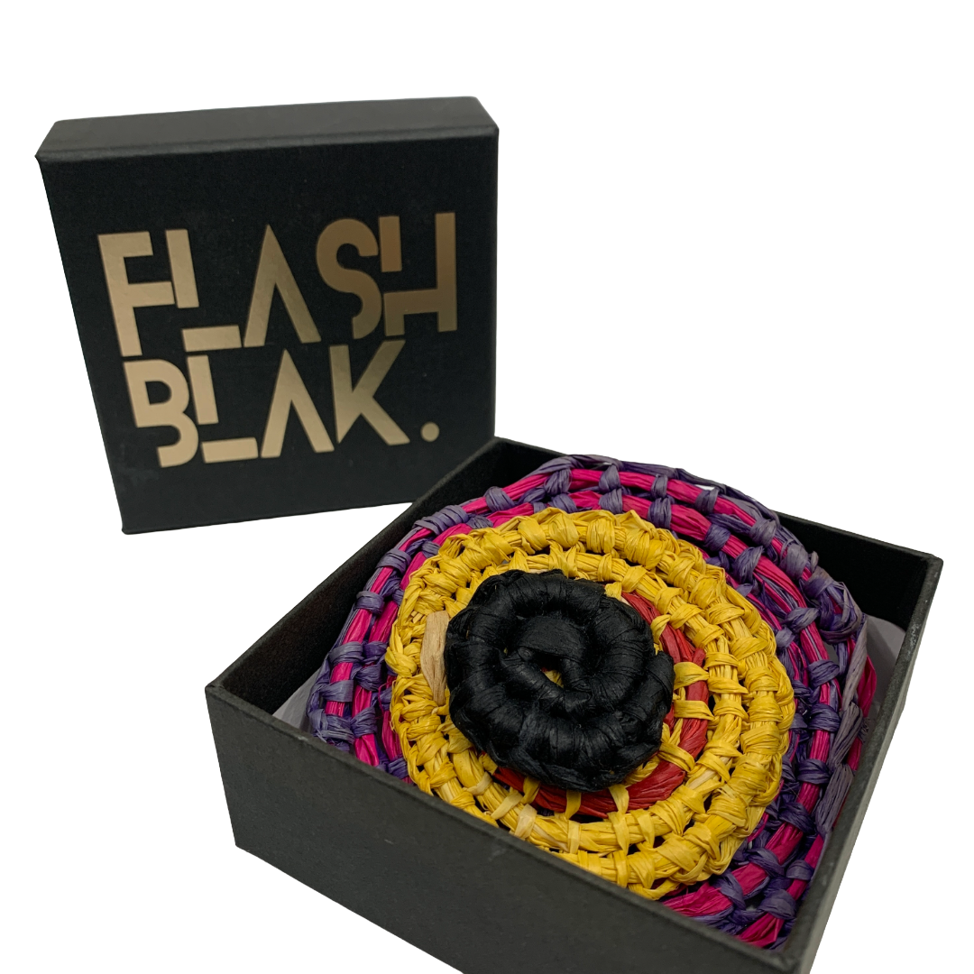 FLASH BLAK | ‘Large Woven Brooch' - Multi-coloured' | | raffia