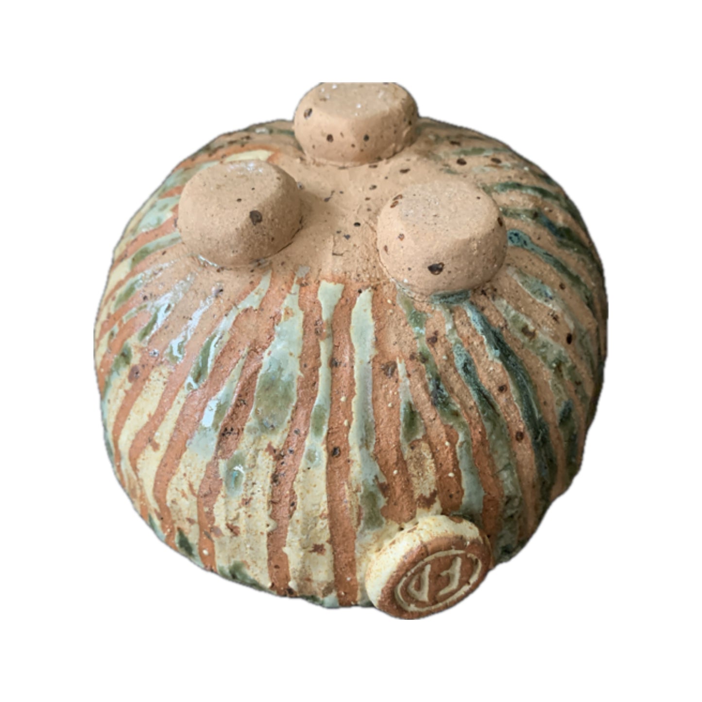FLINTSTONE DESIGNS | 'Green Gloss Stripe Critter' | Ceramic