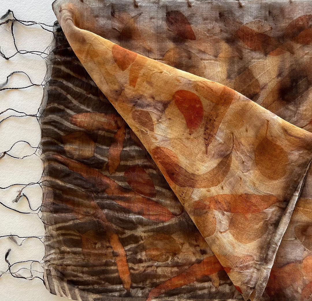 BIRDTRIBE WEARABLE ART | 'Native Plant Dyed Scarves' | Silk/wool blend