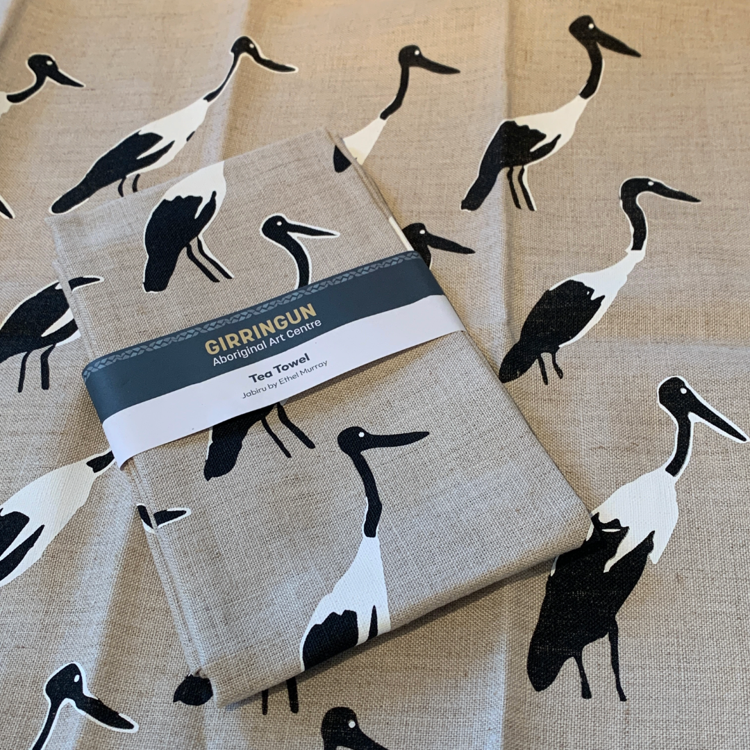 ETHEL MURRAY - Girringun Art Centre | 'Jabiru' | Linen tea towel