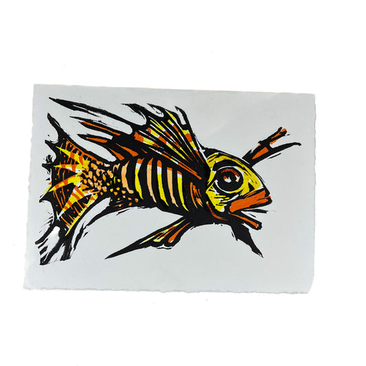 JANE DENNIS | 'Lioness' | Gift Card | Hand-coloured linocut