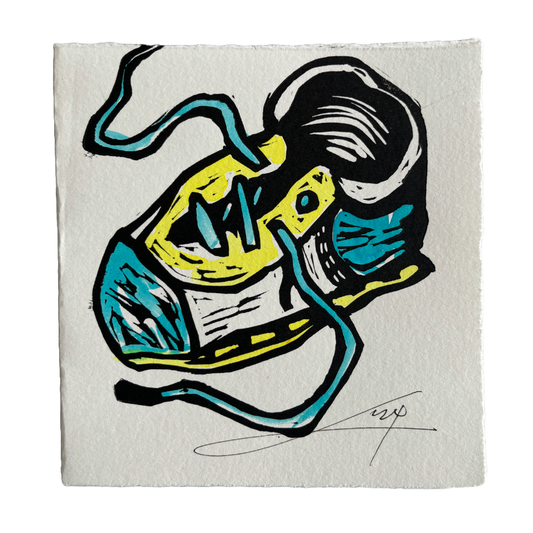 JANE DENNIS | 'Footloose' | Gift card | Hand-coloured linocut