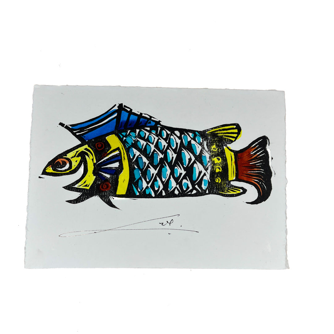 JANE DENNIS | 'Viking' | Gift card | Hand-coloured linocut