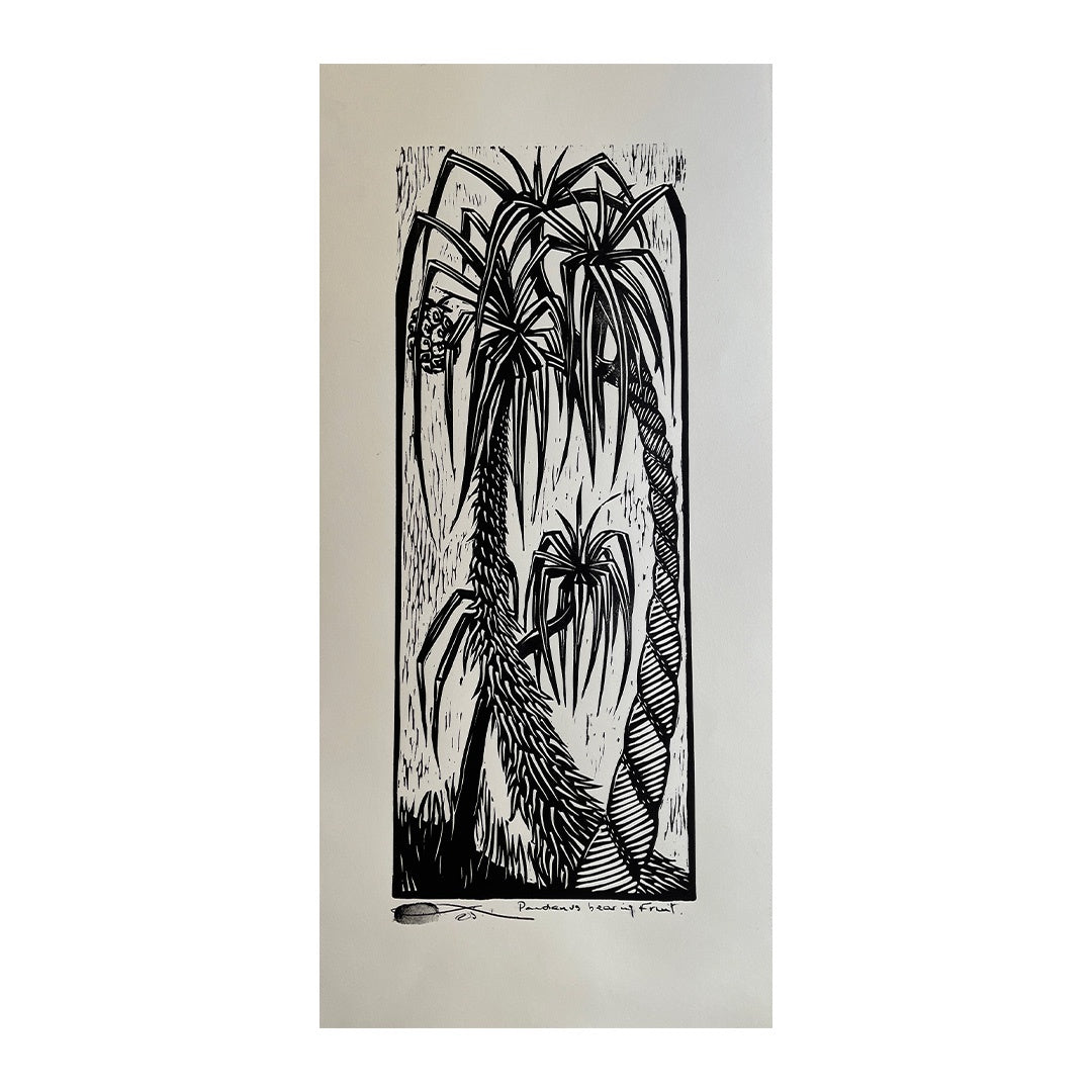 JANE DENNIS | ‘Pandanus Bearing Fruit’ | Linocut print