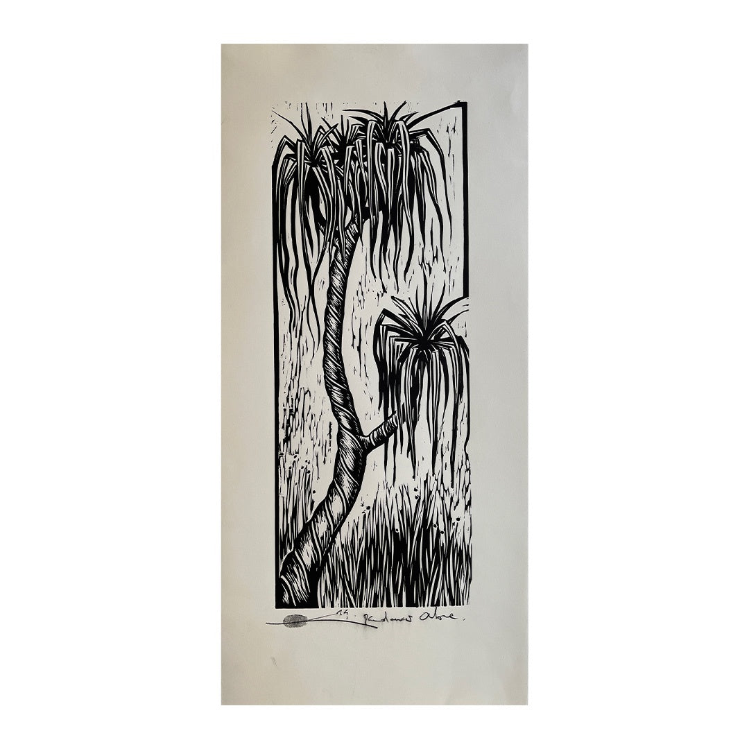JANE DENNIS | ‘Pandanus Alone’ | Linocut print