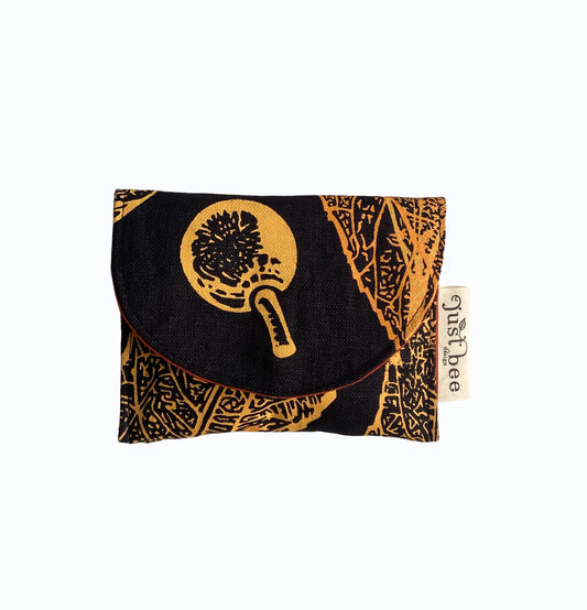 JUST BEE DESIGNS | 'Blue Quandong Pouchlet / Wallet No.3' | Pure linen / screenprint