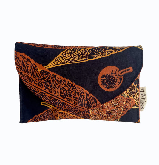 JUST BEE DESIGNS | 'Blue Quandong Art Clutch No.2' | Pure linen / screenprint
