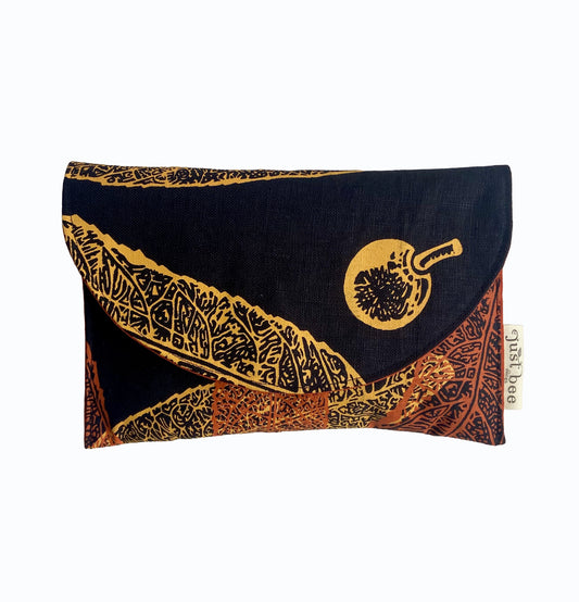 JUST BEE DESIGNS | 'Blue Quandong Art Clutch No.3' | Pure linen / screenprint