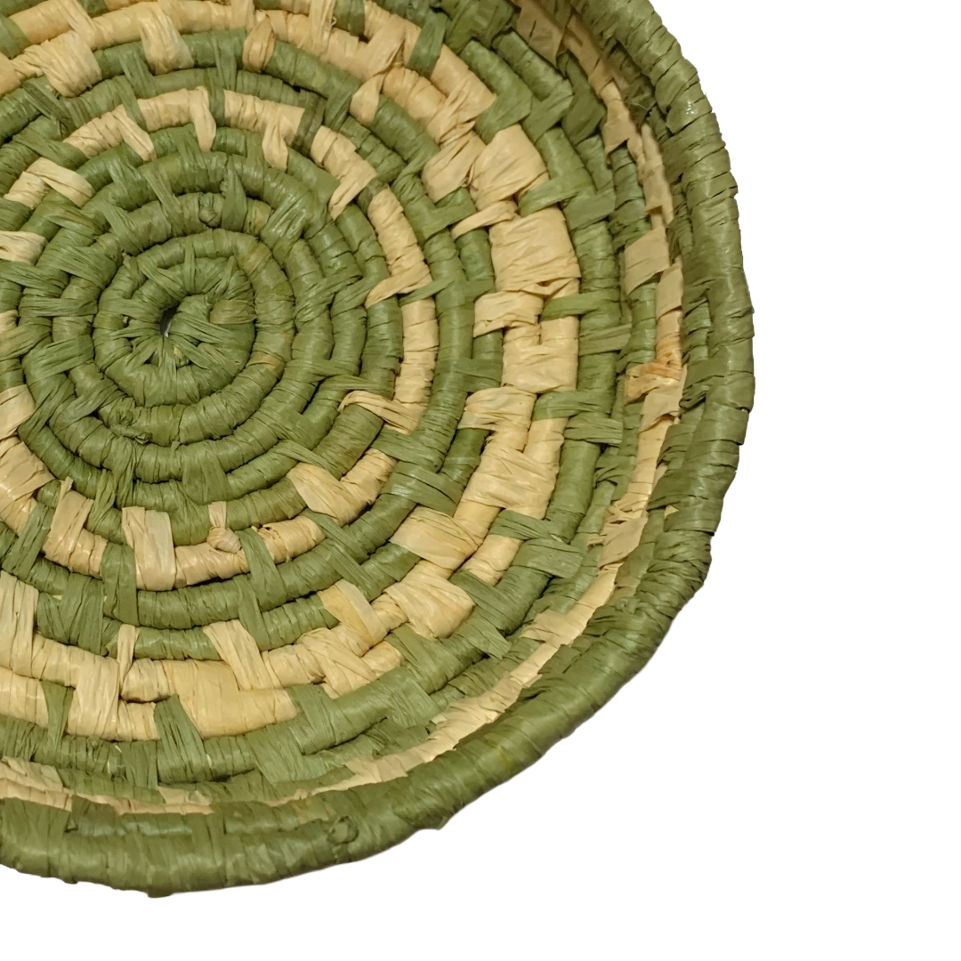 KATIJAH NOWLAN | ‘Waibene’ Woven Bowl | 2025 | Green / Natural | Woven Raffia | 4.5cm H x 17cm W