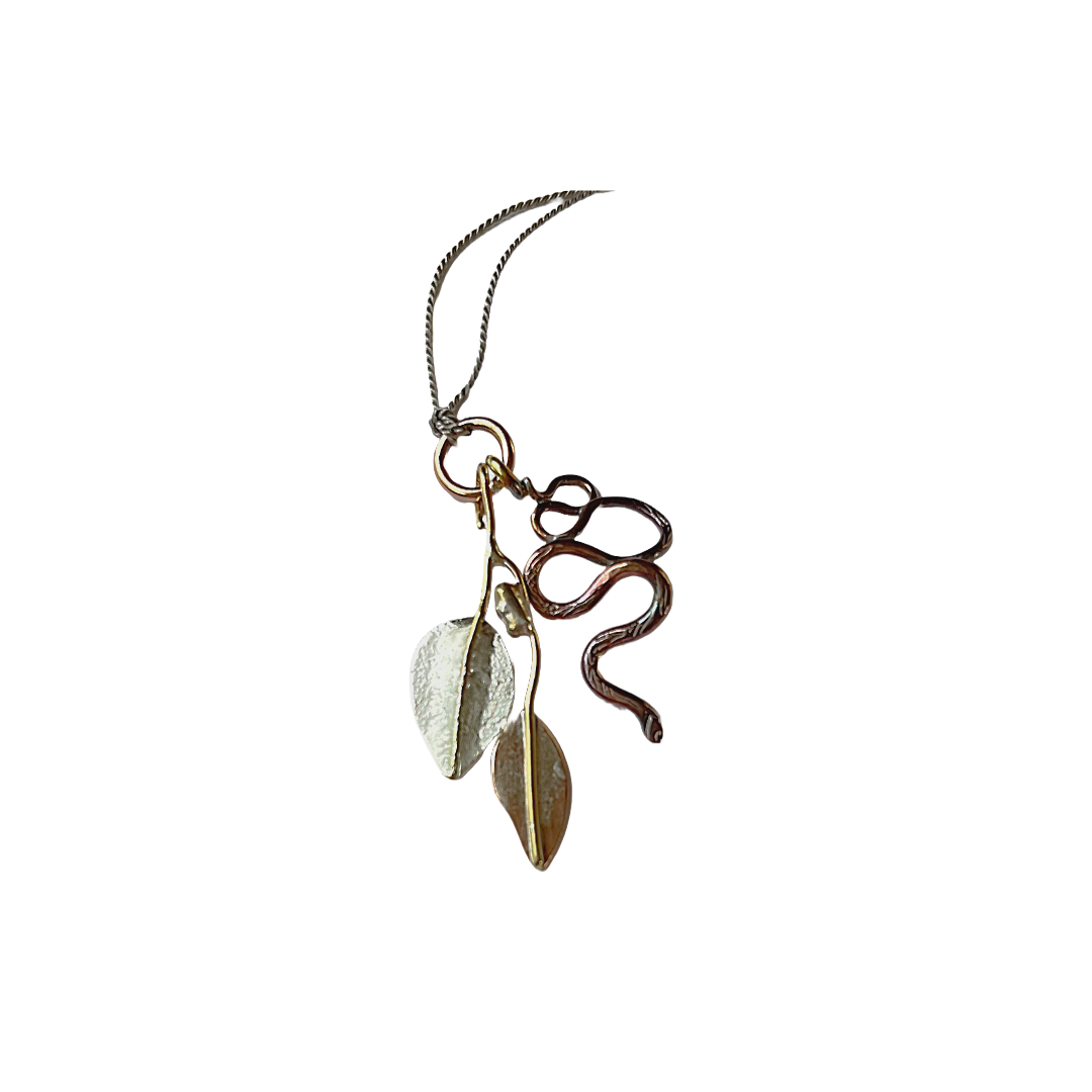 KATE HUNTER | ‘Tree Python’ | Pendant | Copper / silver / brass / silk cord