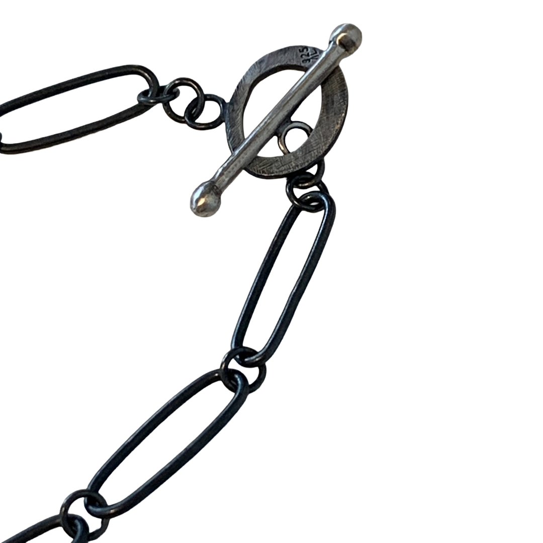 ALISON McDONALD | ‘Belonging Kinetic Corrugated House Necklace’ | Sterling silver & liver of sulphur patina | handmade sterling silver chain