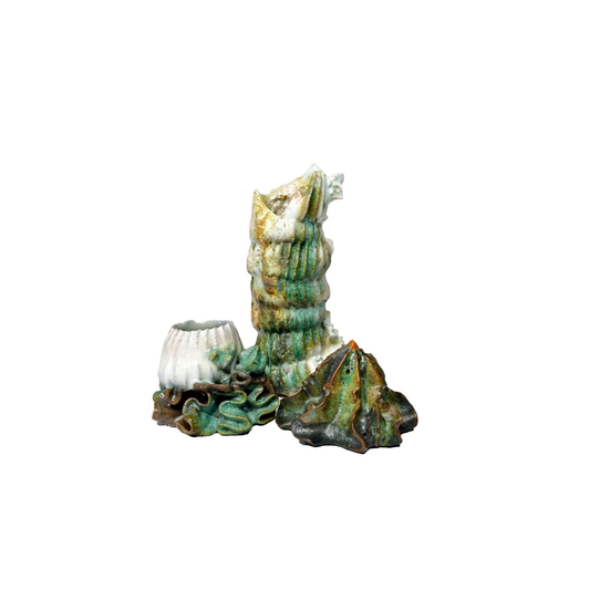 KIM NOLAN | ‘Limpet, Sea Anemone + Coral Tube set #22’ | White clay / glaze / underglaze