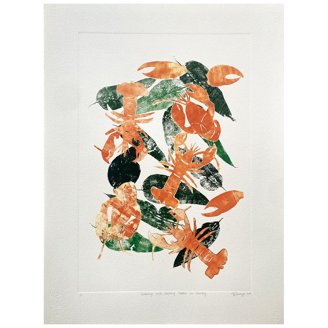 KASSANDRA SAVAGE | ‘Collecting and Cooking Yabbies on Country’ | Monoprint