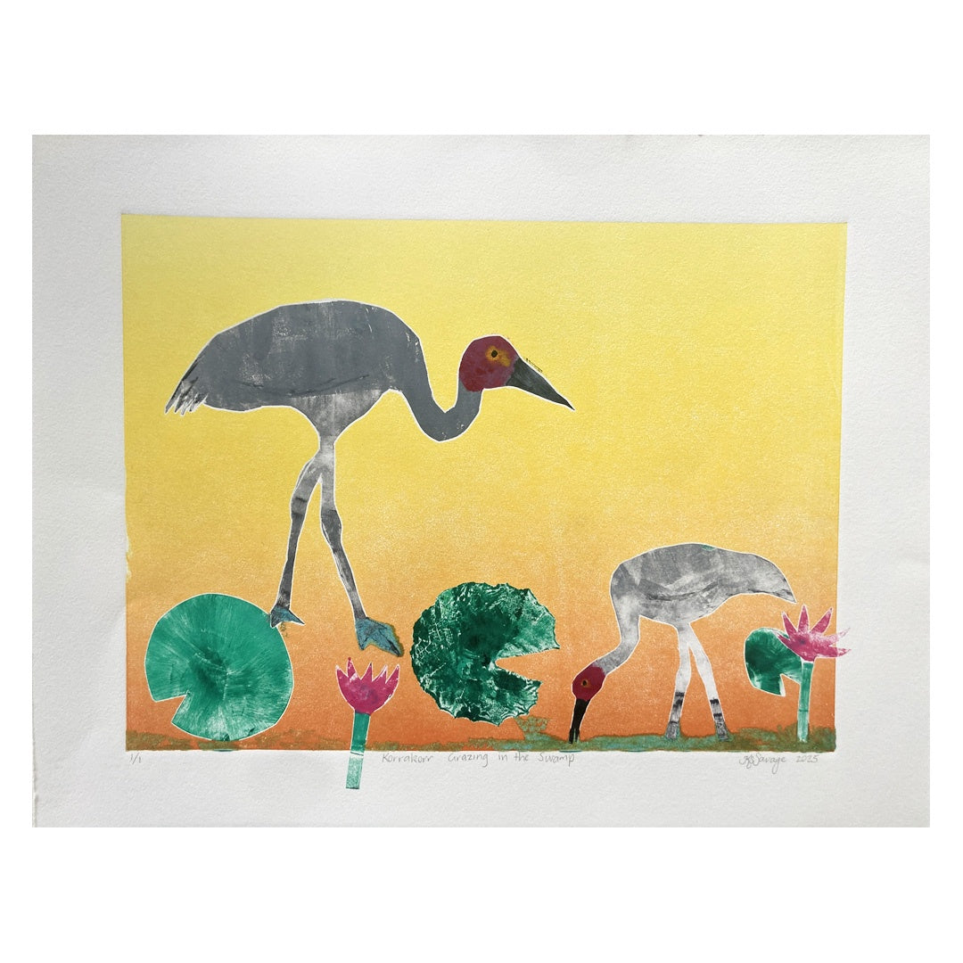 KASSANDRA SAVAGE | ‘Korrakorr Grazing in the Swamp’ | Monoprint