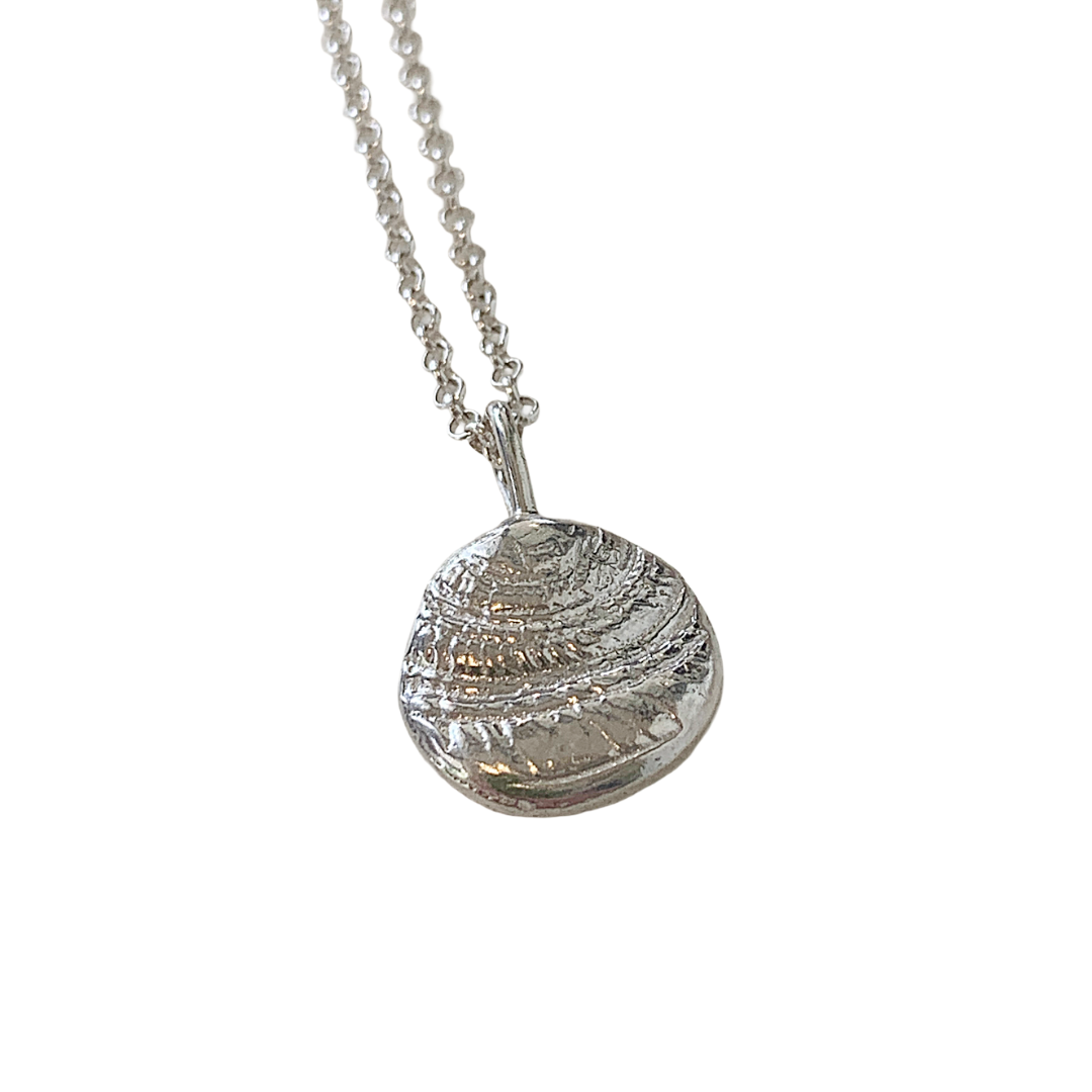 LAURA SCOTT STUDIO | 'Sundial Impression Pendant & Chain' | Sandcast 925 sterling silver