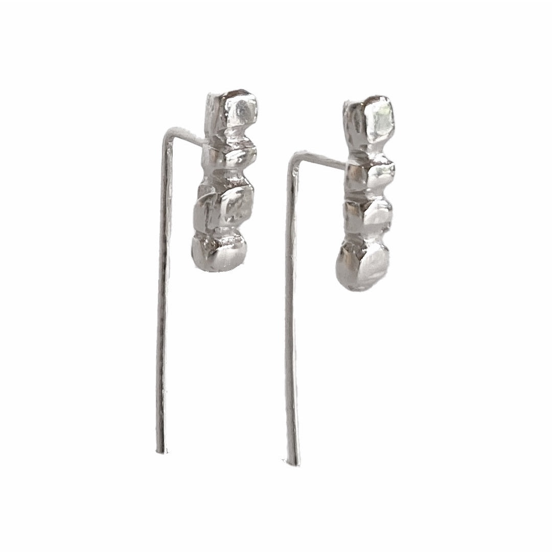LAURA SCOTT HANDMADE JEWELLERY | ‘Tidal Flow Sandcast Thread Earring’ | 925 Sterling Silver