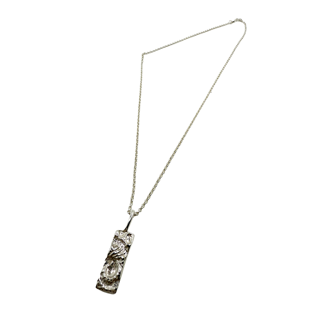 LAURA SCOTT STUDIO | ‘Rectangle Abalone Impression necklace (sandcast)’ | 925 Sterling Silver