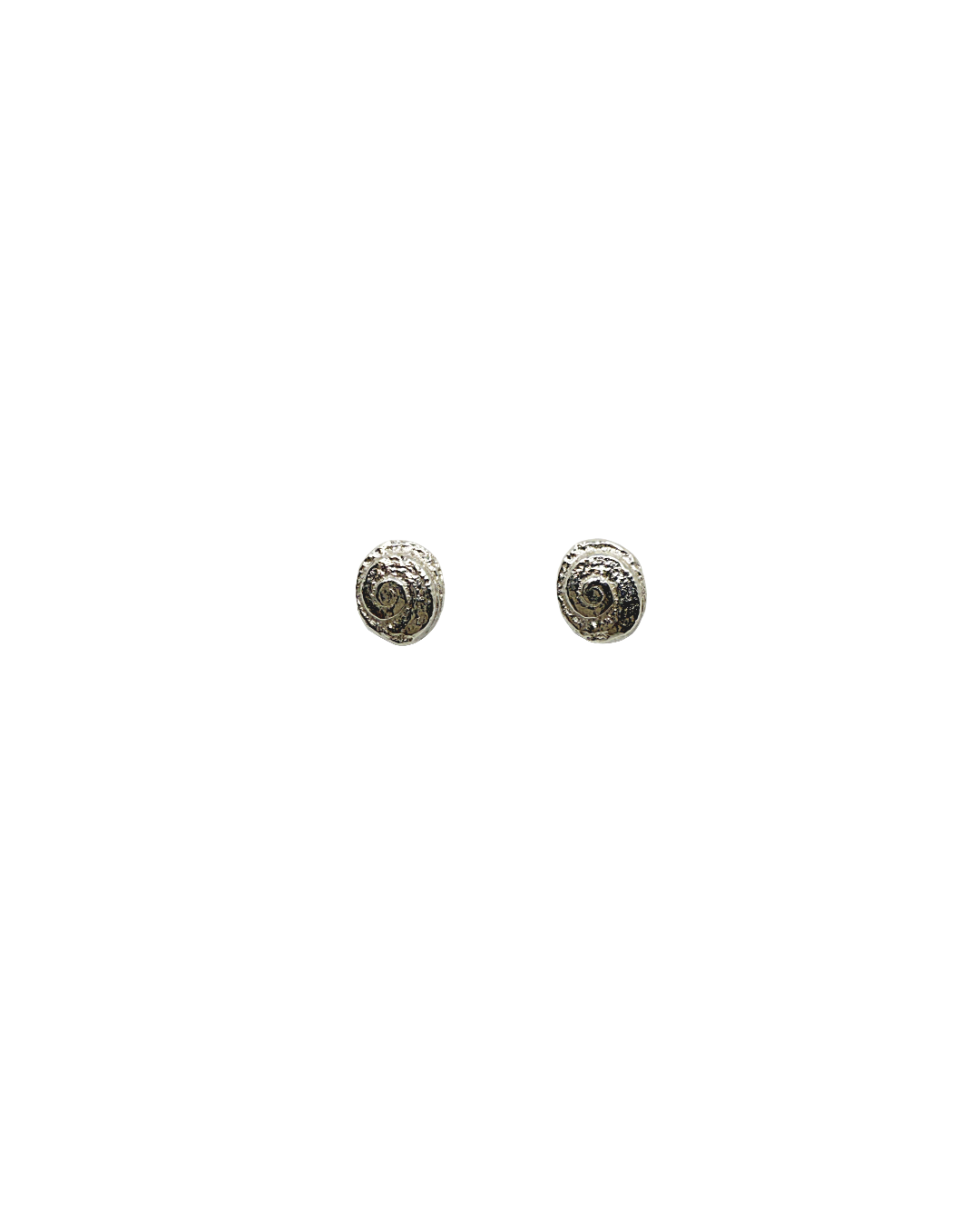 LAURA SCOTT HANDMADE JEWELLERY | ‘Spiral Shell Impression studs (sandcast)’ | 925 Sterling Silver