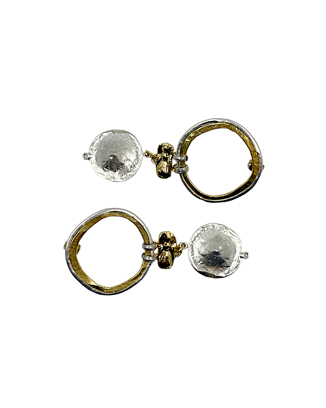 ARTIZ | 'Spring Collection 25 (5)' Earrings | Silver plated disc / bronze / silver