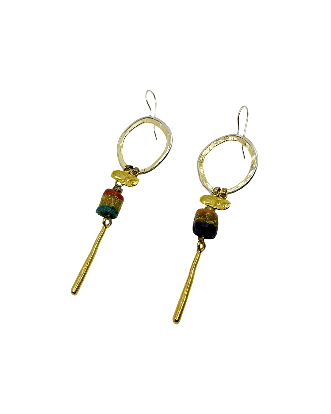 ARTIZ | 'Spring Collection 25 (9)' Earrings | Silver/ bronze / African glass