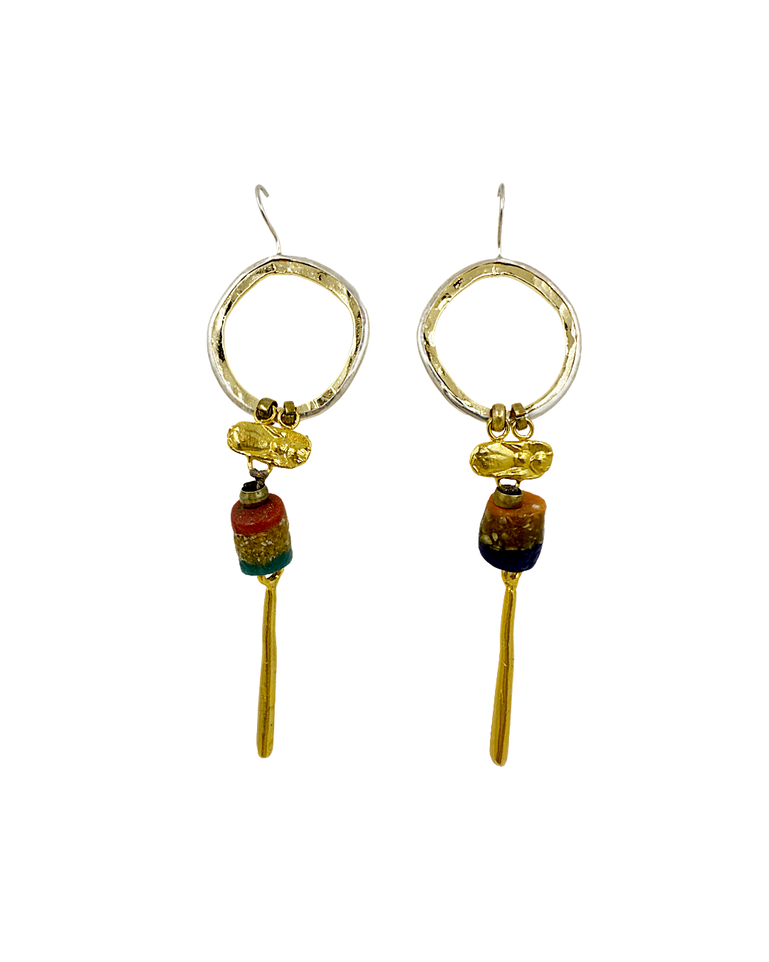 ARTIZ | 'Spring Collection 25 (9)' Earrings | Silver/ bronze / African glass