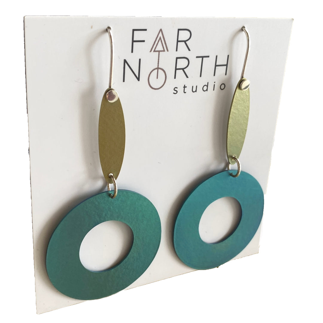FAR NORTH STUDIO | ‘O! Earrings’ | Pale blue / green / gold