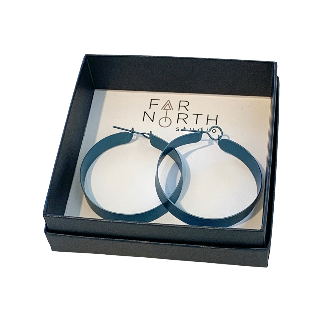 FAR NORTH STUDIO | ‘Hoop earrings’ | Pale Blue | Titanium