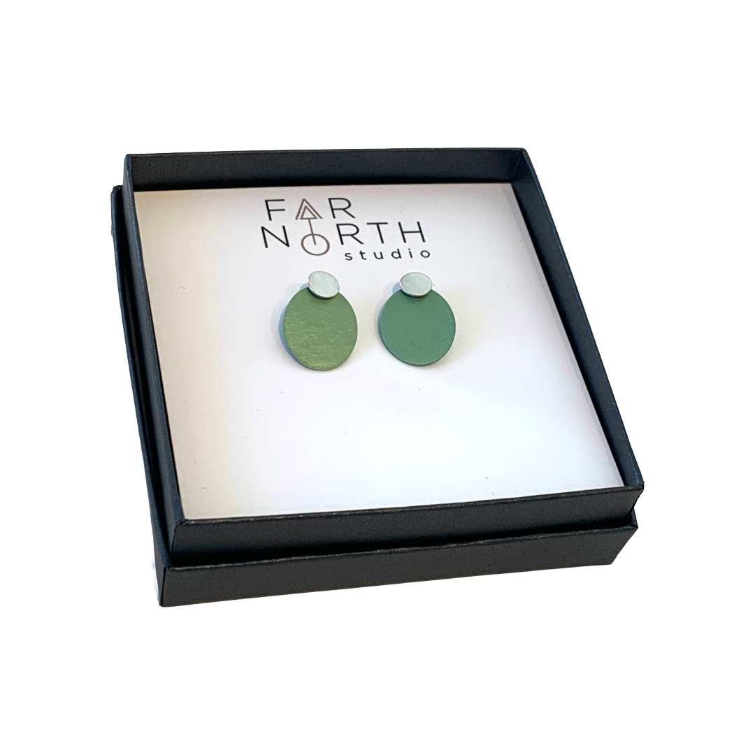 FAR NORTH STUDIO | ‘Happy Earrings’ | Green | Sterling Silver / Titanium
