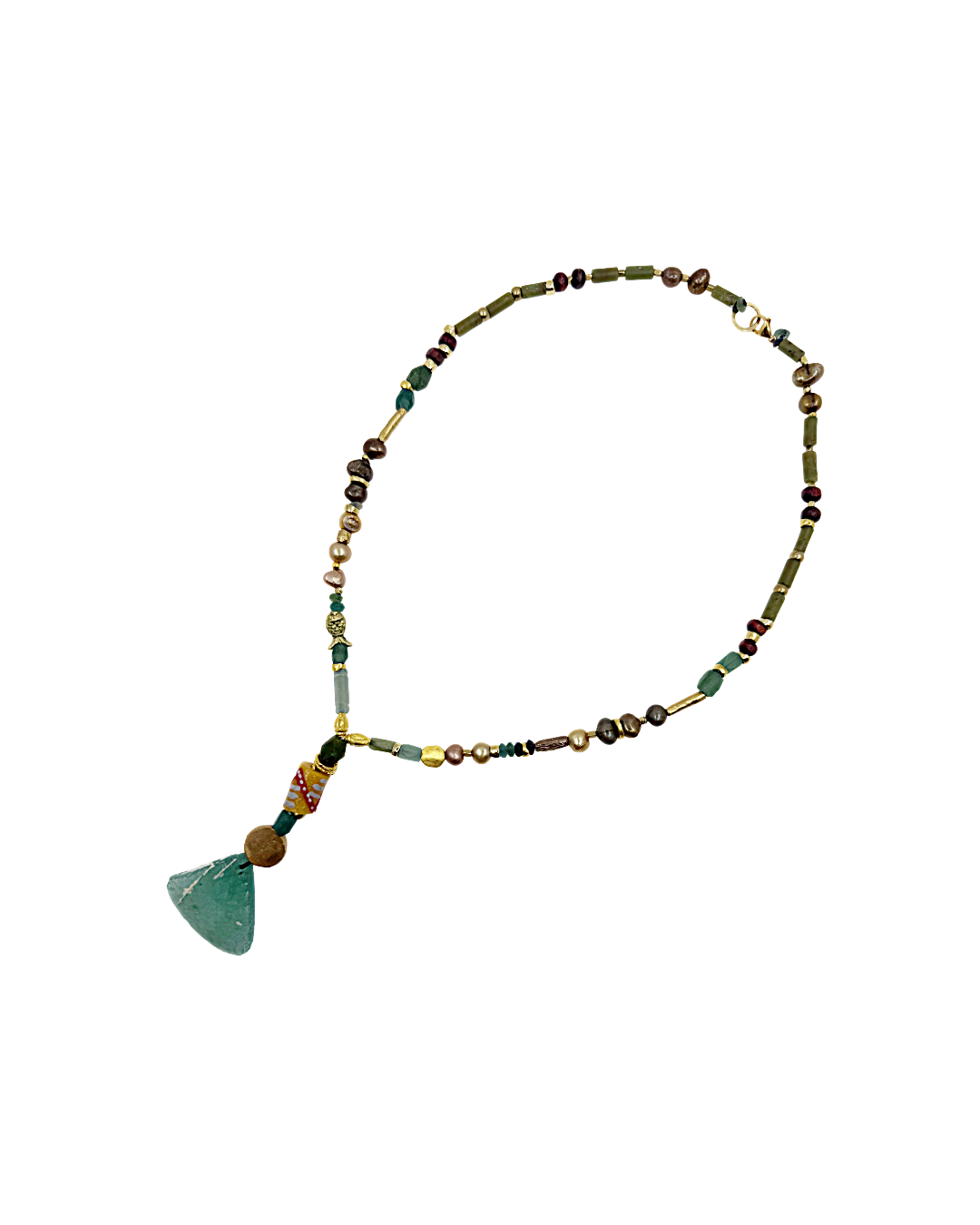 ARTIZ | 'Spring Necklace Collection’ (2) | Pearl / antique glass / jade / African glass