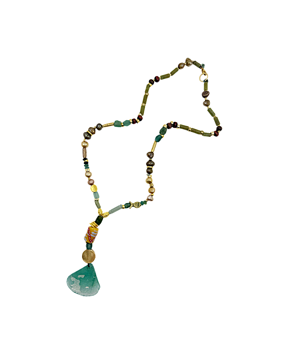 ARTIZ | 'Spring Necklace Collection’ (2) | Pearl / antique glass / jade / African glass